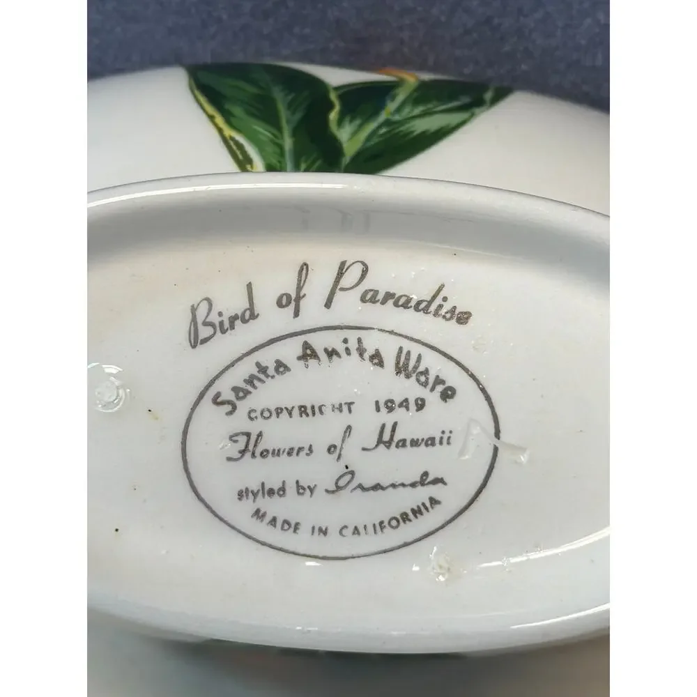 Vintage 1950’s Santa Anita Ware Flowers of Hawaii Bird of Paradise Creamer - Picture 7 of 7